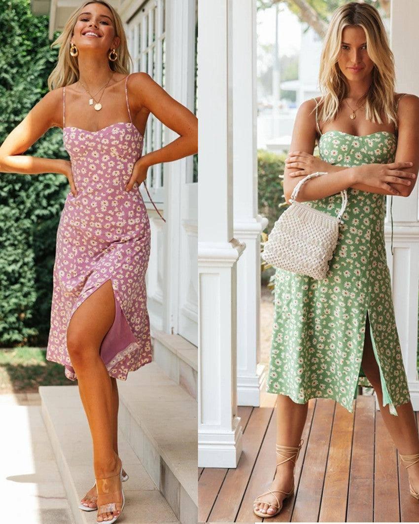 Floral floral split dress-1