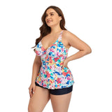 Floral Plus Size Tankini Swim Top - Trendy Beachwear-4