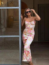 Floral Spaghetti Strap Maxi Dress - Elegant Summer-3