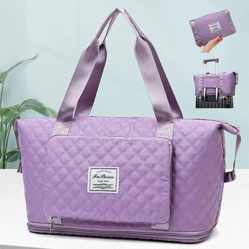 Foldable Travel Duffle Bag With Rhombus Sewing Design Large-1