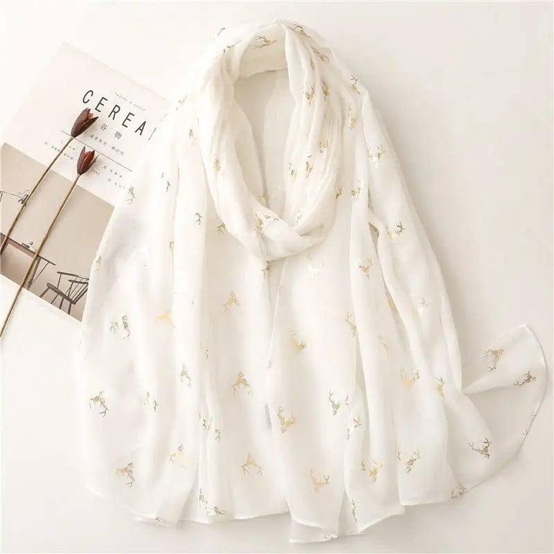 Fresh Warm Warm Wind Voile Cotton And Linen Feel Scarf-White-7