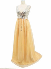 Front And Back V-neck Sequined Floor-length Dovetail Dress-4