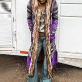 LOVEMI Fur coat 5XL / Purple Lovemi -  Long sleeve printed long coat