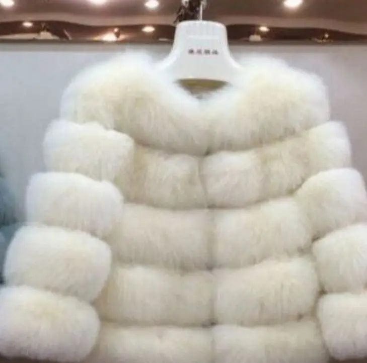 LOVEMI  Fur coat Beige / 4XL Lovemi -  Slim short faux fox fur coat