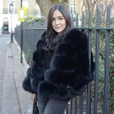 LOVEMI  Fur coat Black / 3XL Lovemi -  Slim short faux fox fur coat