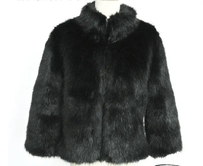 LOVEMI Fur coat Black / S Lovemi -  Faux Fur Jacket Fox Fur Warm Winter Stand Collar Slim Jacket