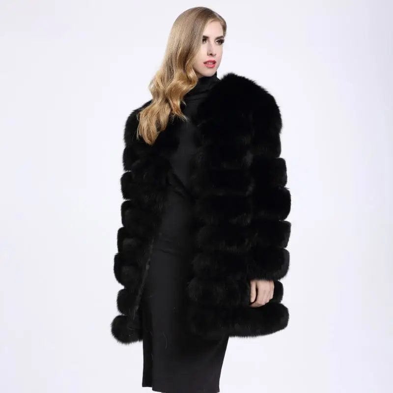 LOVEMI Fur coat black / S Lovemi -  Ladies Luxury Long Fur Coat