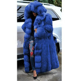 LOVEMI  Fur coat Blue / S Lovemi -  Faux Fur Coat Women Long Hooded Fur Coat
