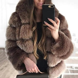 LOVEMI  Fur coat Brown / S Lovemi -  Fur fox fur hooded women's coat