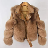 LOVEMI Fur coat Brown / S Lovemi -  Locomotive Model Was Thin Imitating Fox Fur Coat Women