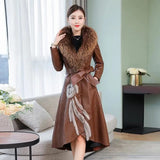 LOVEMI Fur coat Brown / XL Lovemi -  Mink fox fur grass down jacket