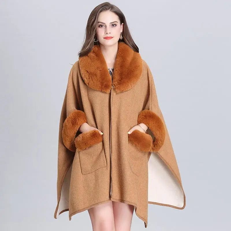 LOVEMI  Fur coat Camel / One size Lovemi -  Woolen Cardigan Jacket