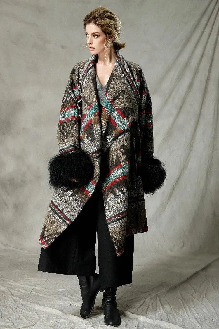 LOVEMI  Fur coat Camel Wool sleeves / S Lovemi -  Independent design women's autumn winter coat