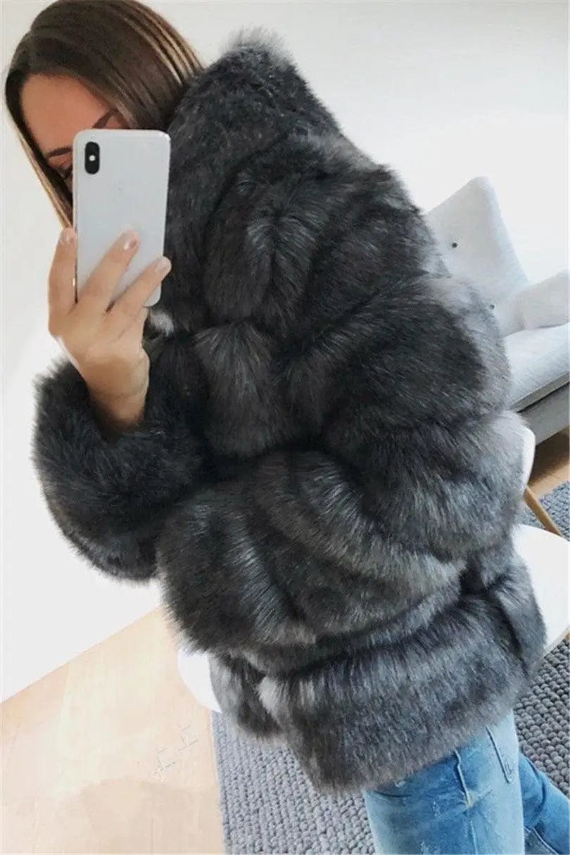 LOVEMI  Fur coat Dark gray / XL Lovemi -  Faux fur jacket