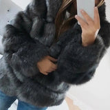 LOVEMI  Fur coat Dark Grey / M Lovemi -  Fur fox fur hooded women's coat