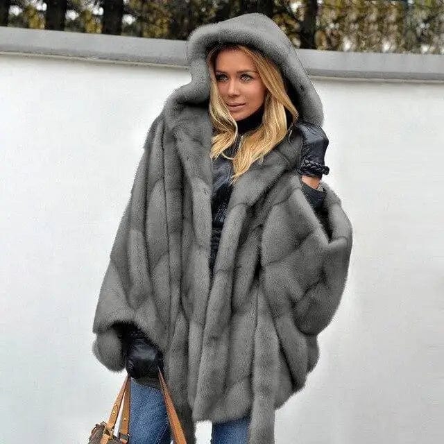 LOVEMI  Fur coat DarkGrey / 3XL Lovemi -  Women's hooded mink velvet coat