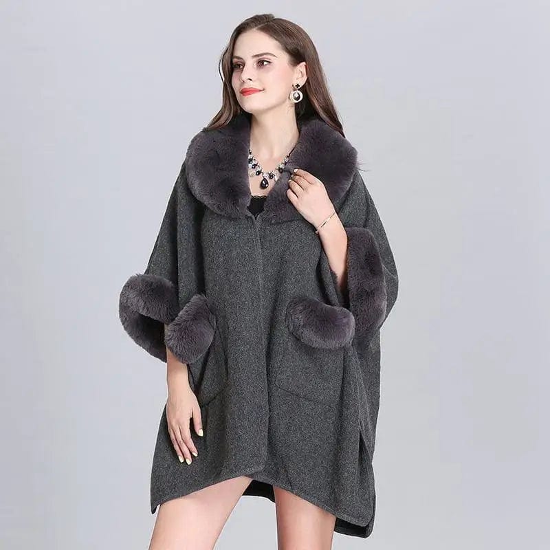 LOVEMI  Fur coat Darkgrey / One size Lovemi -  Woolen Cardigan Jacket