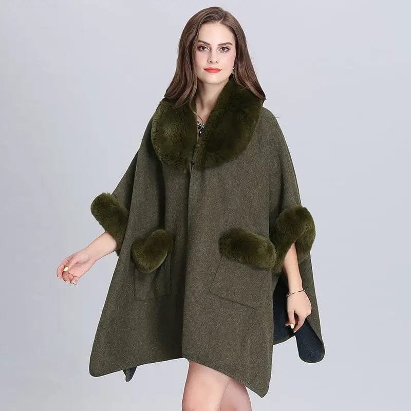 LOVEMI  Fur coat Green / One size Lovemi -  Woolen Cardigan Jacket