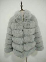 LOVEMI  Fur coat Grey / 2XL Lovemi -  Faux fox fur coat
