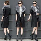 LOVEMI Fur coat Grey / 2XL Lovemi -  Fleece leather waist coat with fur collar