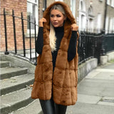 LOVEMI  Fur coat Grey / 3XL Lovemi -  Hooded vest plush jacket