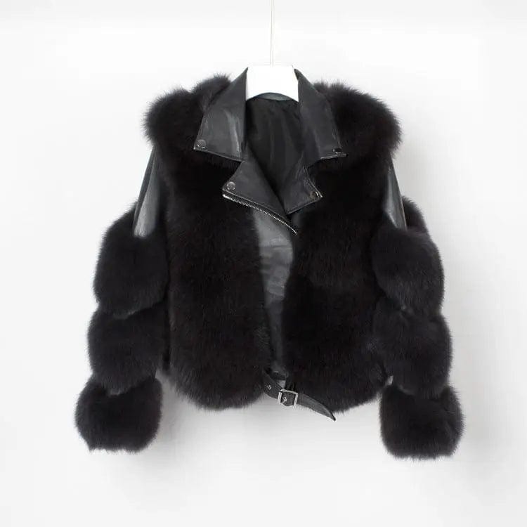 LOVEMI  Fur coat Grey / L Lovemi -  Real fur grass motorcycle fox coat