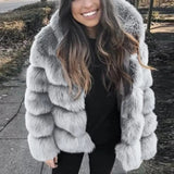 LOVEMI  Fur coat Grey / M Lovemi -  Fur fox fur hooded women's coat