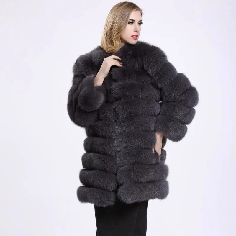 LOVEMI Fur coat Grey / S Lovemi -  Ladies Luxury Long Fur Coat