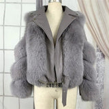 LOVEMI Fur coat Grey / S Lovemi -  Locomotive Model Was Thin Imitating Fox Fur Coat Women