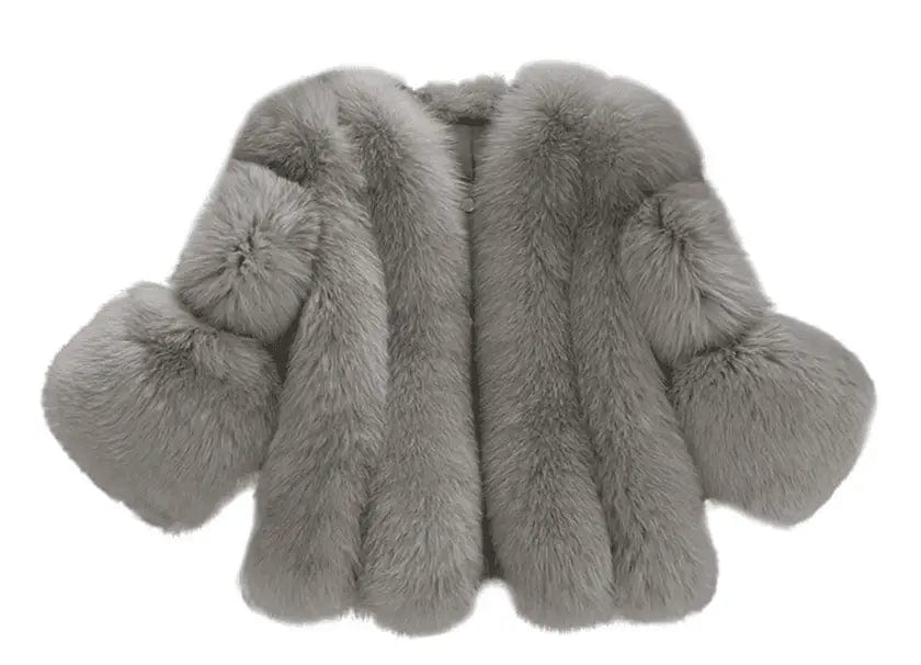 LOVEMI Fur coat Grey / XL Lovemi -  Fox fur short coat