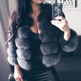 LOVEMI  Fur coat Irongrey / XL Lovemi -  Slim short faux fox fur coat