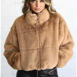 LOVEMI  Fur coat Khaki / L Lovemi -  Ladies winter zip-up thermal jackets