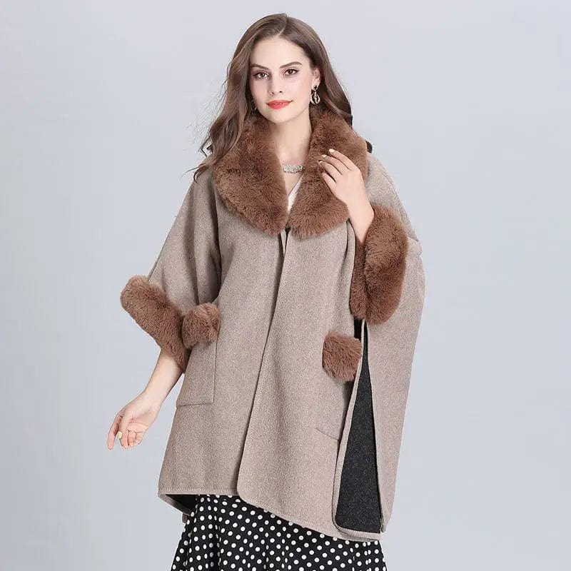 LOVEMI  Fur coat Khaki / One size Lovemi -  Woolen Cardigan Jacket