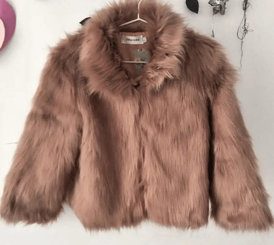 LOVEMI Fur coat Khaki / XL Lovemi -  Faux Fur Jacket Fox Fur Warm Winter Stand Collar Slim Jacket