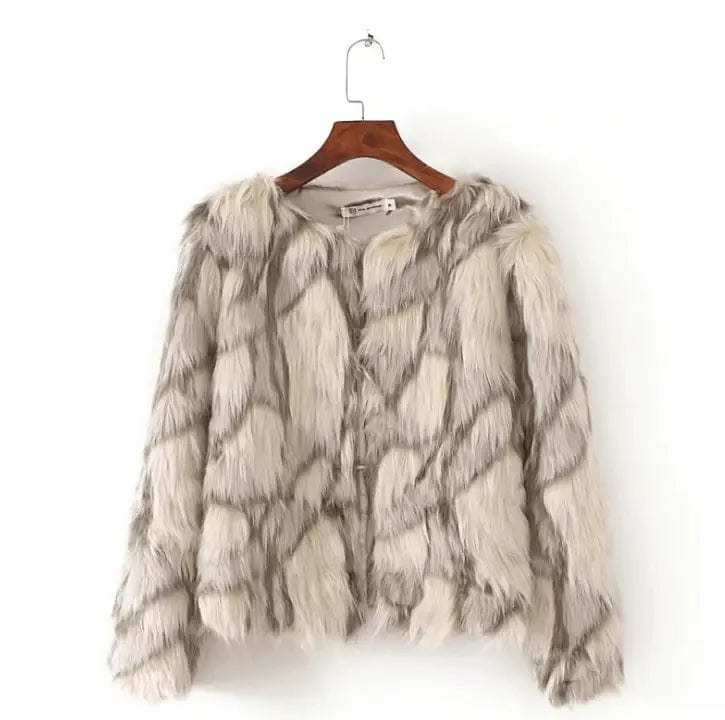 LOVEMI  Fur coat Khaki909 / L Lovemi -  Women's Faux Fox Coat Short Fur