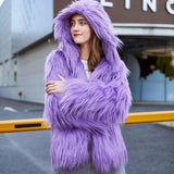 LOVEMI Fur coat Light Purple / S Lovemi -  Faux Fur Washed Wool Long Hair Coat Women's Short Plush
