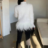 LOVEMI  Fur coat Lovemi -  Lapel Long Sleeve Slim Double Breasted Tassel Coat Women