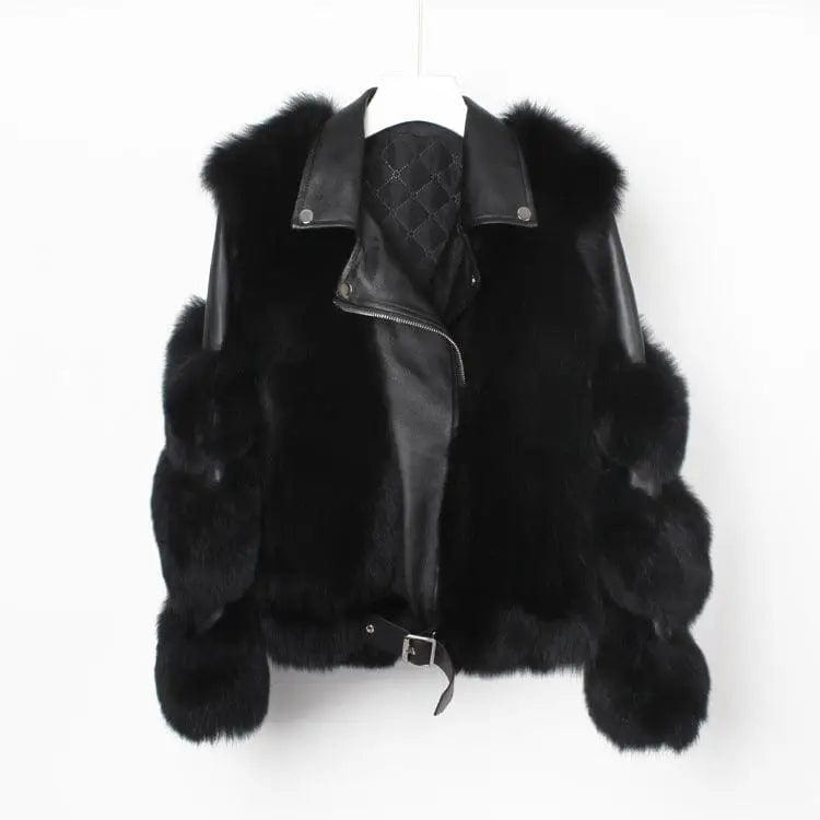 LOVEMI  Fur coat Lovemi -  Real fur grass motorcycle fox coat