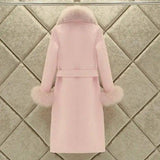 LOVEMI  Fur coat Lovemi -  Slim-fit Large Fur Collar Lengthened Thick Woolen Coat