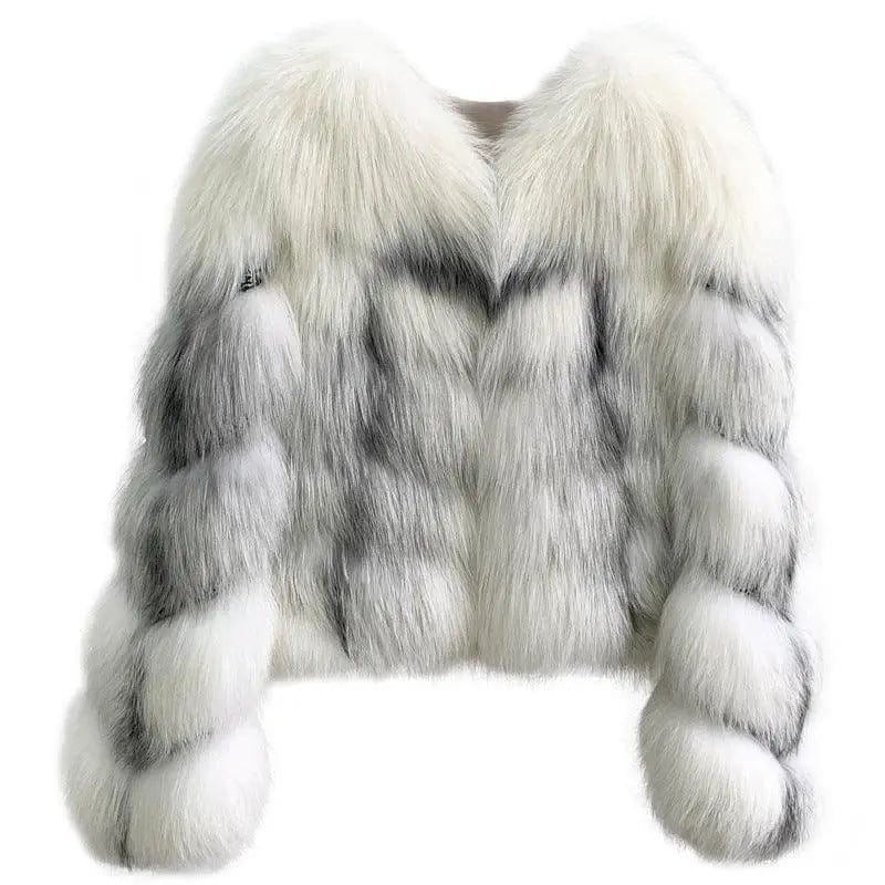 LOVEMI  Fur coat Marble white / S Lovemi -  High End Marble Fox Fur Coat
