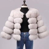 LOVEMI  Fur coat Naturalcolor / 2XL Lovemi -  Slim short faux fox fur coat