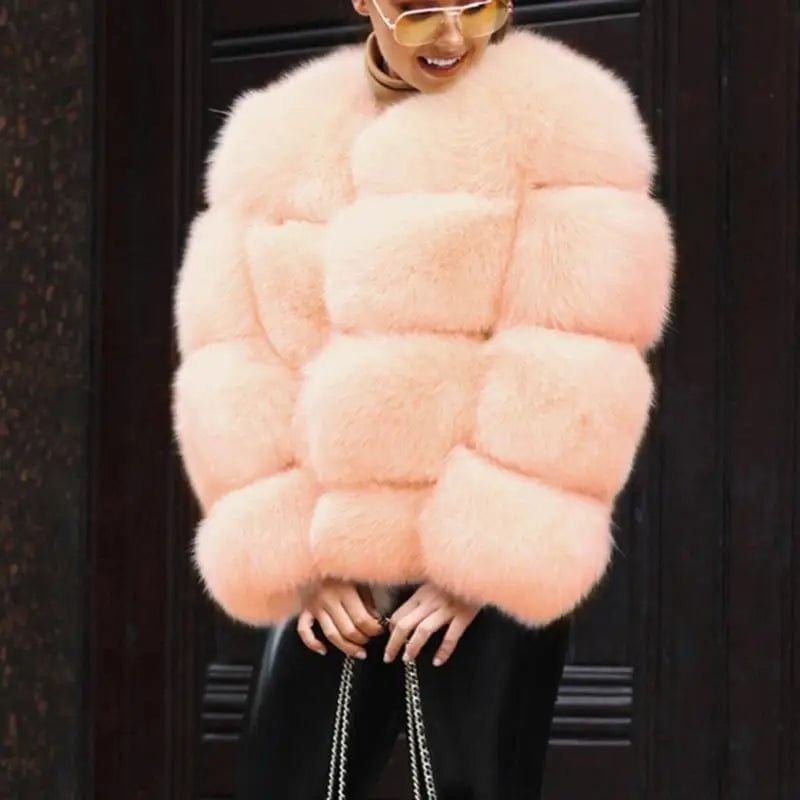 LOVEMI Fur coat Pink / 3XL Lovemi -  New faux fur coat women coat fox fur short coat