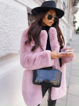 LOVEMI  Fur coat Pink / S Lovemi -  Pure Color Warm Slim Coat Women Fur