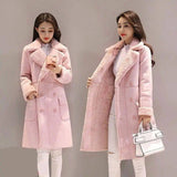 LOVEMI  Fur coat Pink / XL Lovemi -  Lamb wool coat women