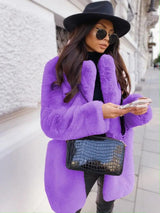 LOVEMI  Fur coat Purple / S Lovemi -  Pure Color Warm Slim Coat Women Fur