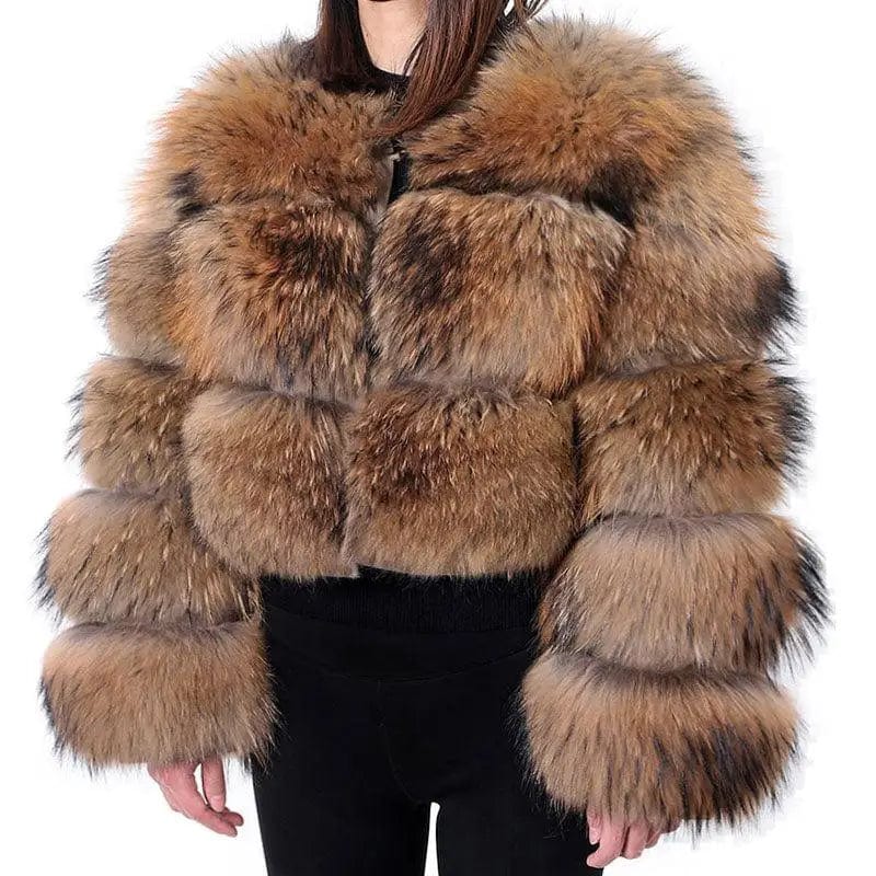 LOVEMI  Fur coat Raccoon dog hair / S Lovemi -  Women's Fashionable Fox Fur Splicing Short Coat