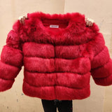 LOVEMI  Fur coat Red / M Lovemi -  Slim short faux fox fur coat