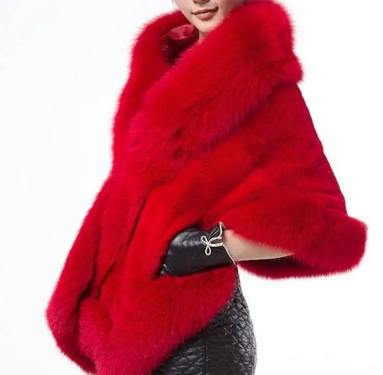LOVEMI Fur coat Red / One size Lovemi -  Warm shawl