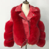 LOVEMI Fur coat Red / S Lovemi -  Locomotive Model Was Thin Imitating Fox Fur Coat Women