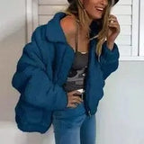 LOVEMI Fur coat Sapphire / M Lovemi -  Faux lambswool oversized jacket coat Winter black warm